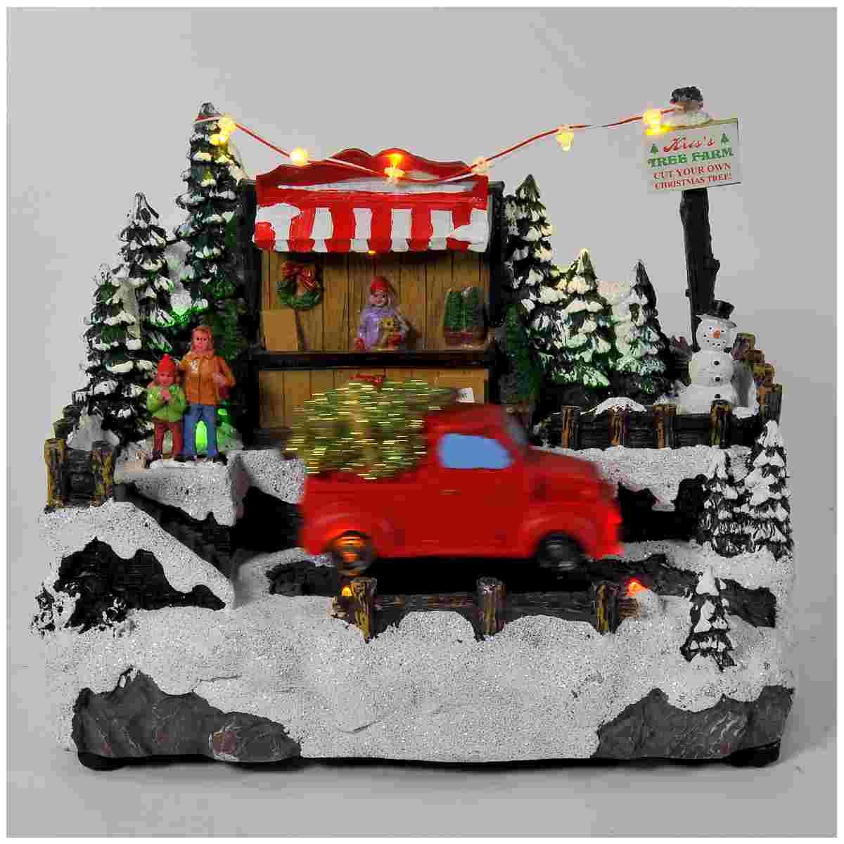 Giostra Natale con Bottega Furgone Luci Mov. Suoni a Batterie cm.26x15,5xh20 |Vacchetti