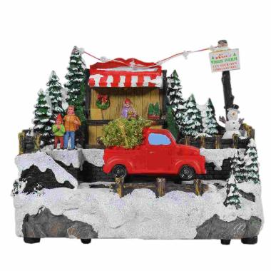 Giostra Natale con Bottega Furgone Luci Mov. Suoni a Batterie cm.26x15,5xh20 |Vacchetti