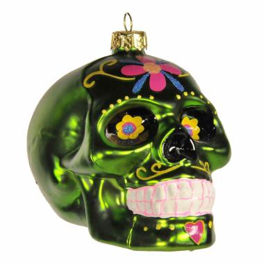 Pallina Natale Vetro Collezione cm.9 Teschio Verde |Inge's Glass