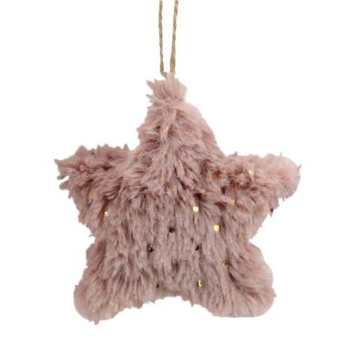 Decorazione Natalizia Stella in Tessuto cm.8 Rosa con Glitter |Vacchetti