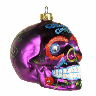 Pallina Natale Vetro Collezione cm.9 Teschio Viola |Inge's Glass