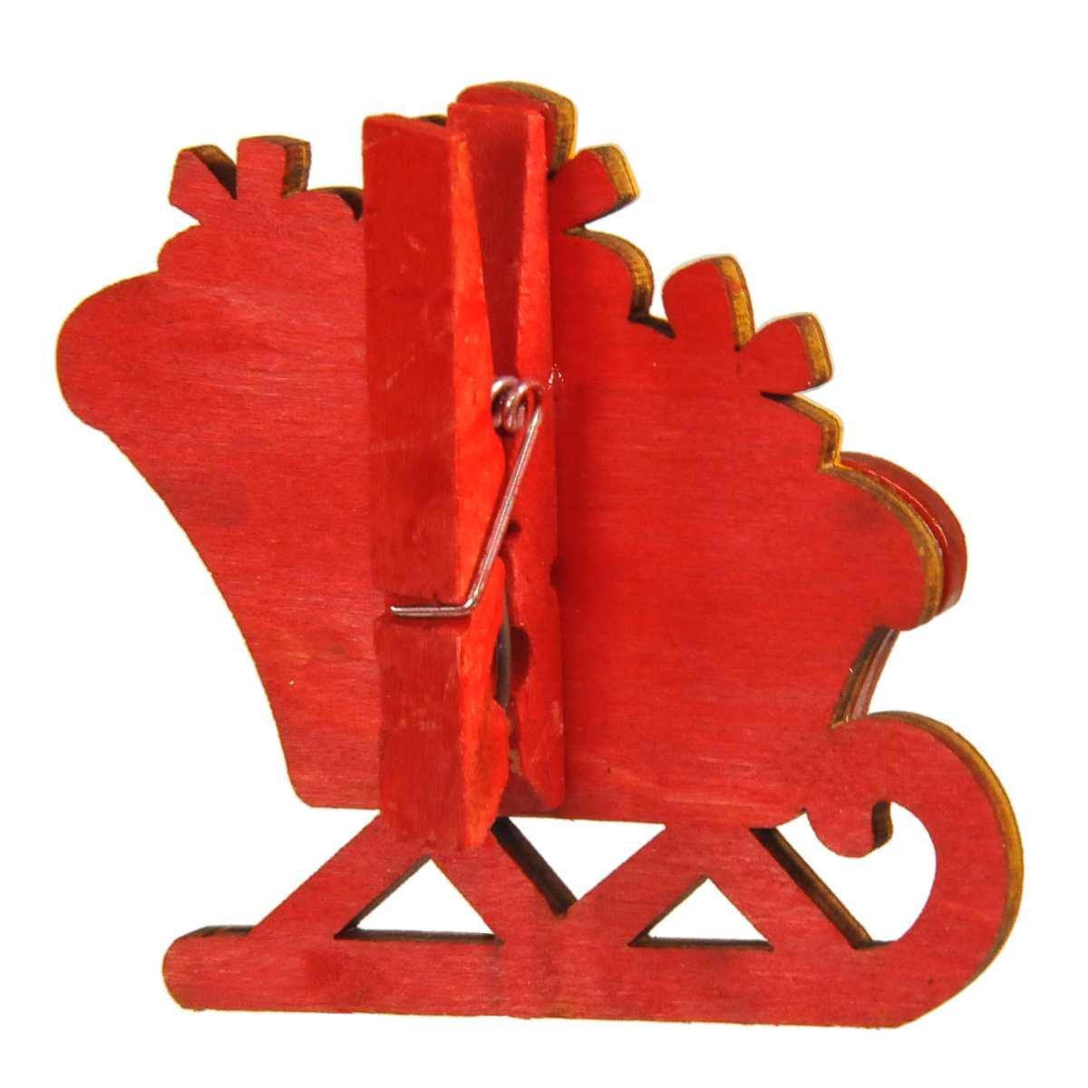 Molletta Natale Legno Slitta con Doni cm.7,5 |Vacchetti