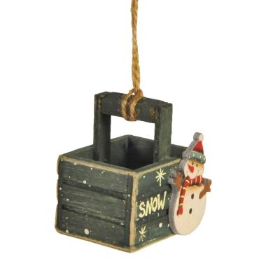 Decorazione Natalizia Cassetta Legno Verde con Pupaz cm.6 |Vacchetti