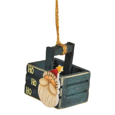 Decorazione Natalizia Cassetta Legno Blu con Babbo cm.6 |Vacchetti