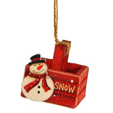 Decorazione Natalizia Cassetta Legno Rossa con Pupaz cm.6 |Vacchetti