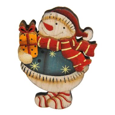 Molletta Natale Legno Pupazzo Neve con Doni c7 |Vacchetti