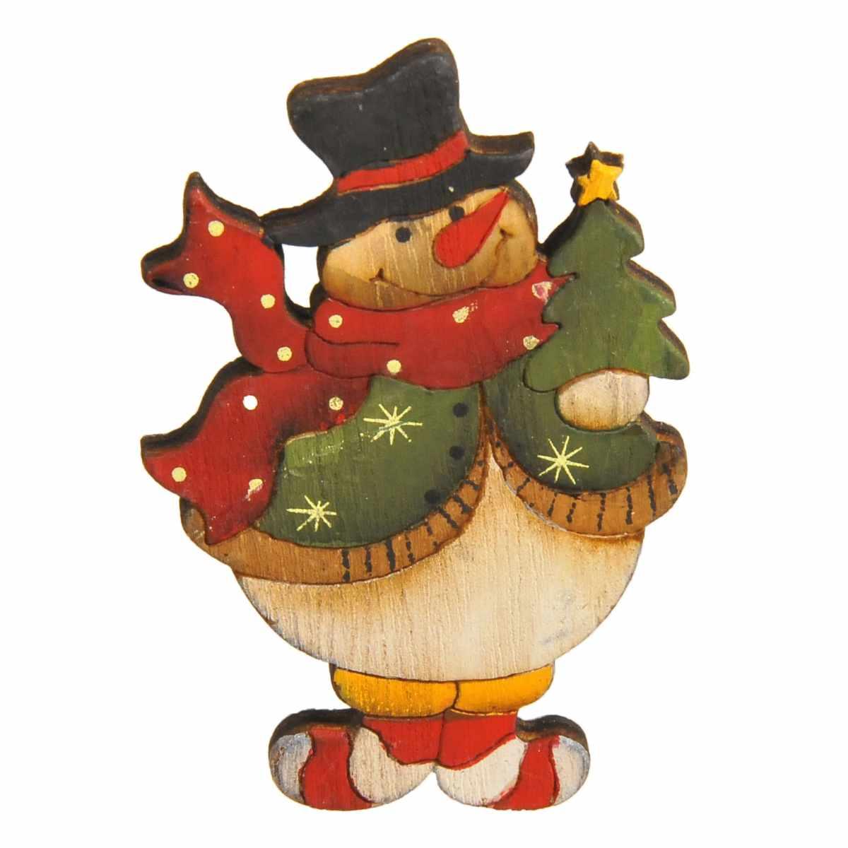 Molletta Natale Legno Pupazzo Neve con Albe |Vacchetti