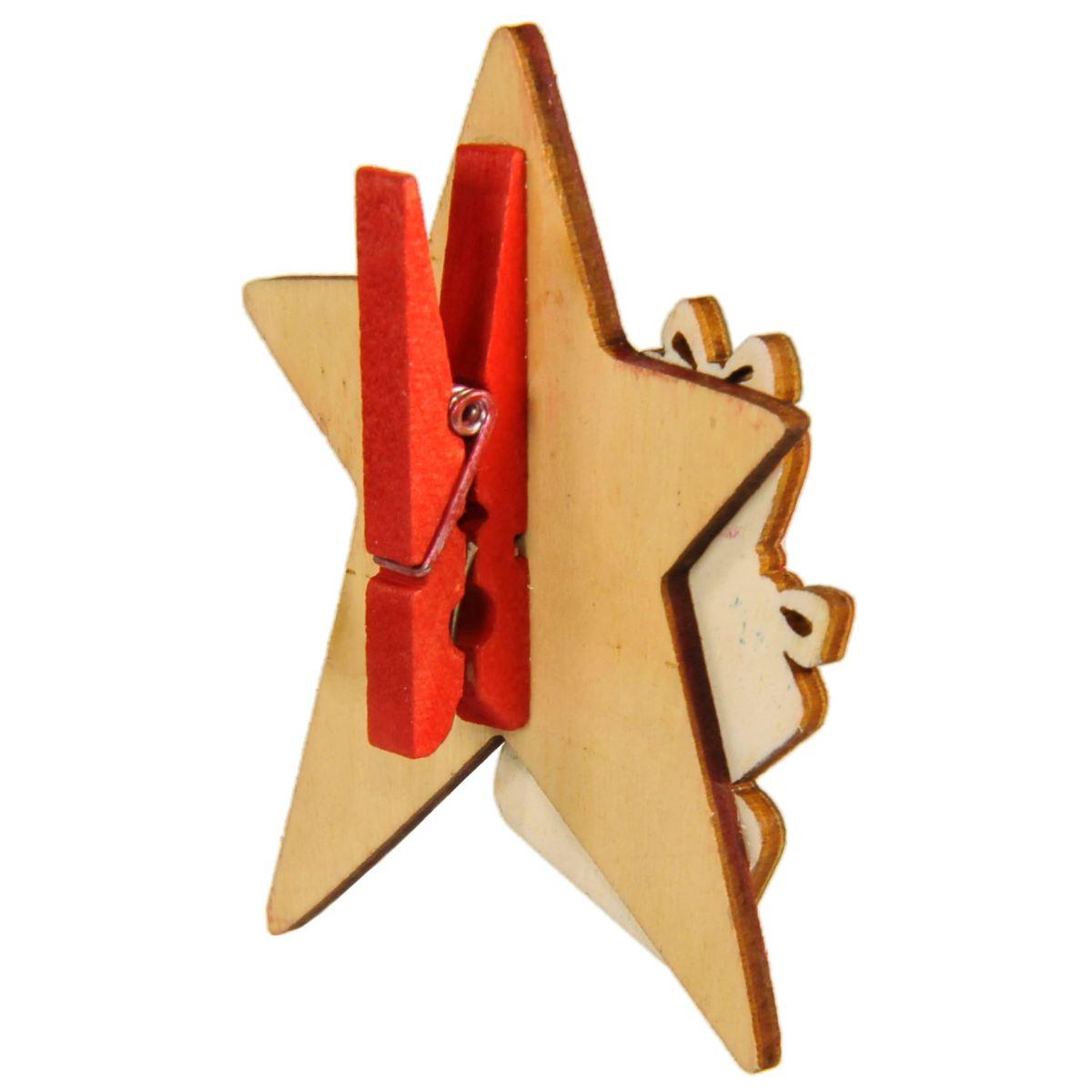 Molletta Natale Legno Stella Welcome cm.8,5 |Vacchetti