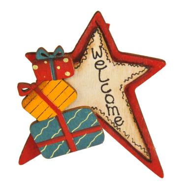 Molletta Natale Legno Stella Welcome cm.8,5 |Vacchetti