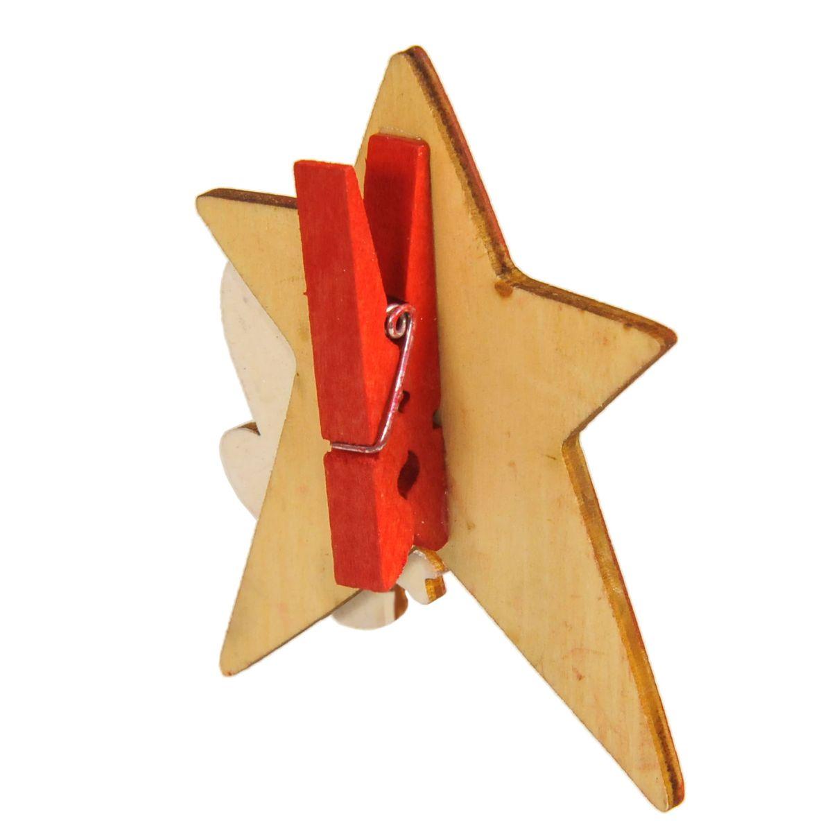 Molletta Natale Legno Stella Snow cm.8,5 |Vacchetti