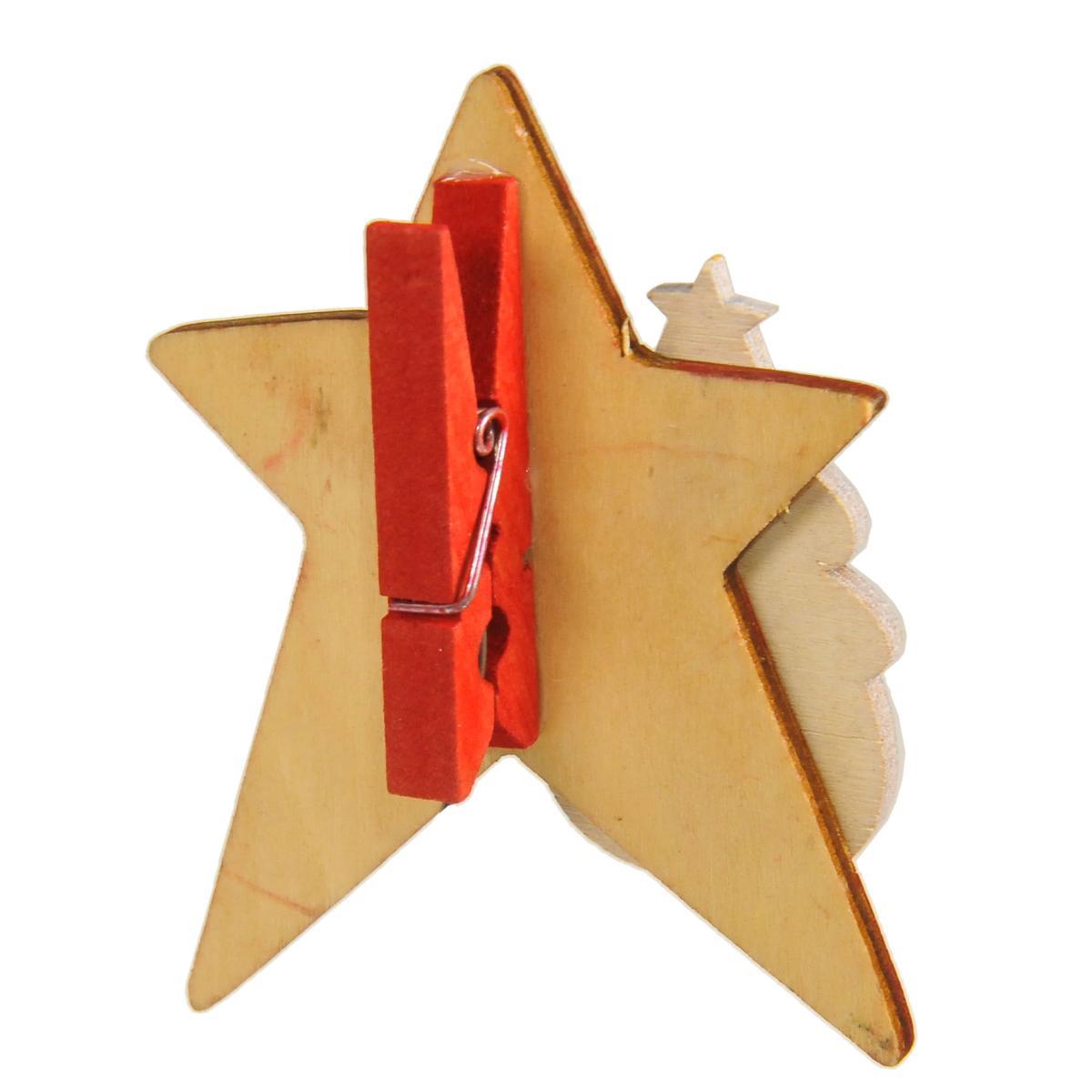 Molletta Natale Legno Stella Joy cm.8,5 |Vacchetti