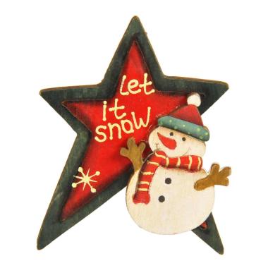 Molletta Natale Legno Stella con Pupazzo cm.8,5 |Vacchetti