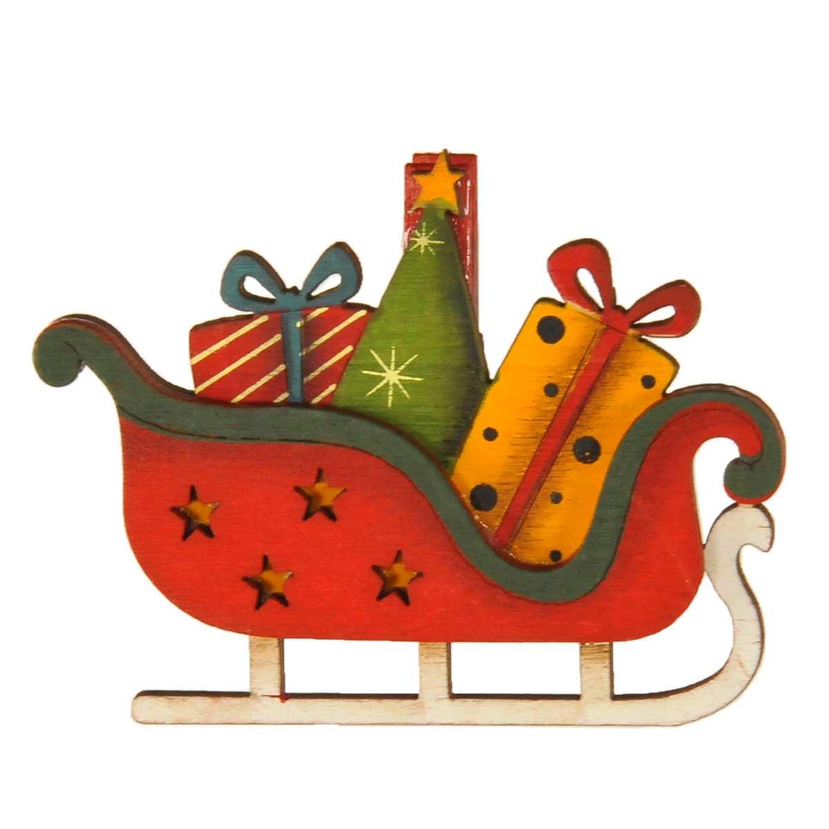 Molletta Natale Legno Slitta con Doni cm.9 |Vacchetti