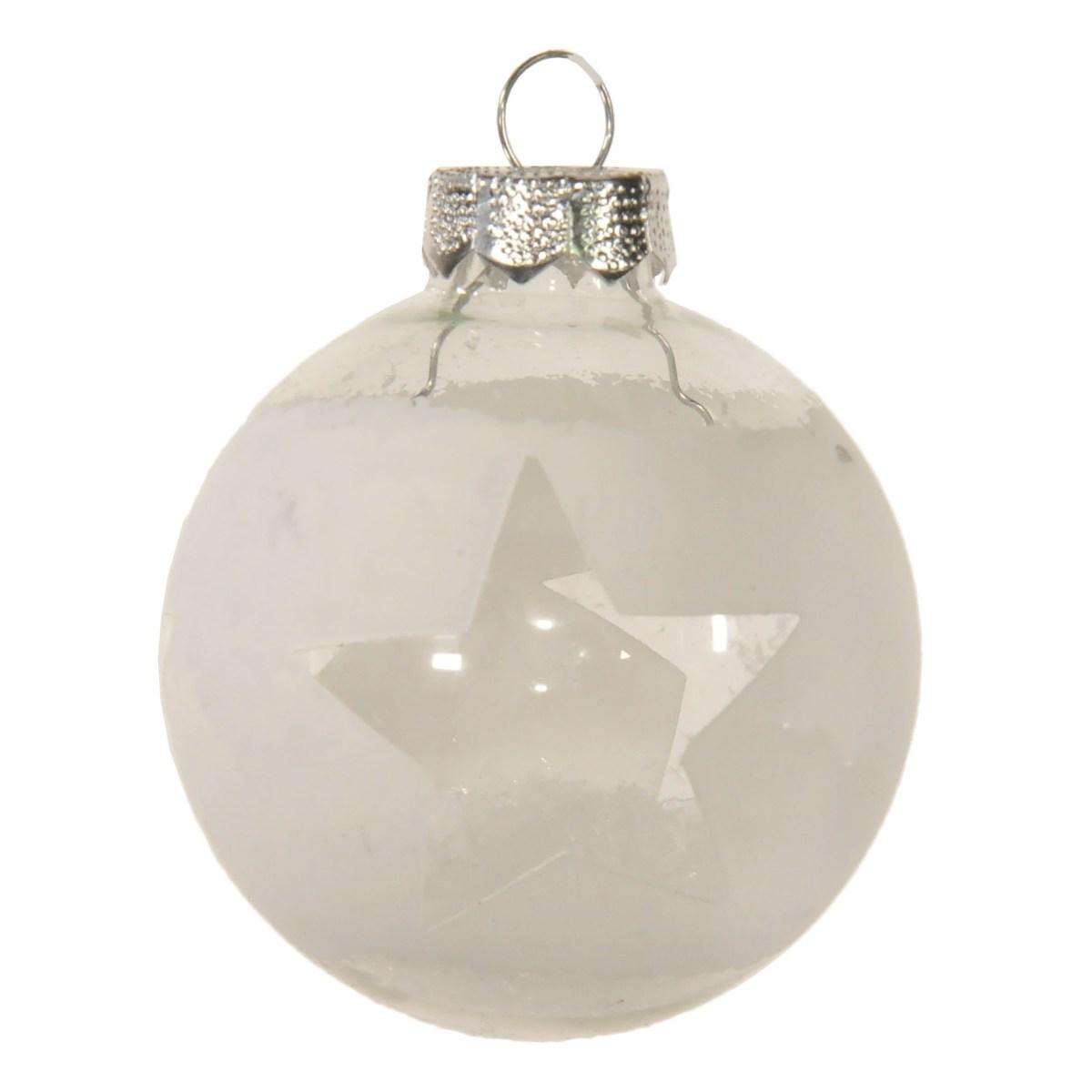 Pallina Natale Vetro cm.6 Bianca/Trasparente con Stella |Inge's Glass