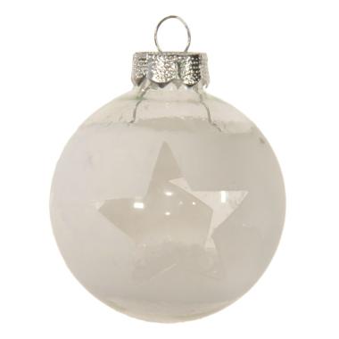 Pallina Natale Vetro cm.6 Bianca/Trasparente con Stella |Inge's Glass