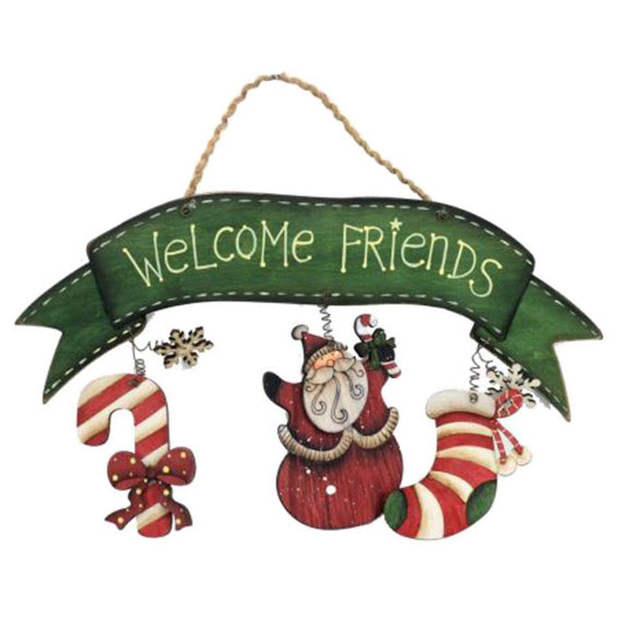 Targa legno welcome friends con babbo c29 295b