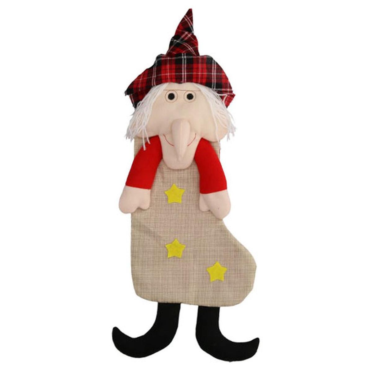 Calza Befana Tessuto Rosso con Gambe cm.70