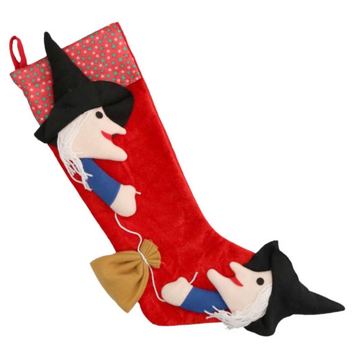 Calza Befana Tessuto Rosso con Gambe cm.62