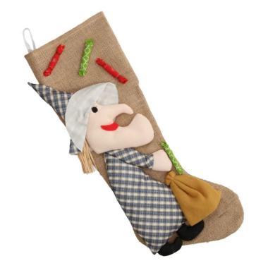 Calza Befana Tessuto Marrone con Befana cm.55