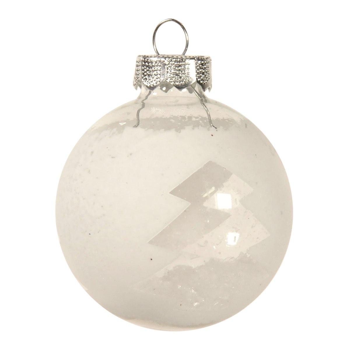 Pallina Natale Vetro cm.6 Bianca/Trasparente con Albero |Inge's Glass