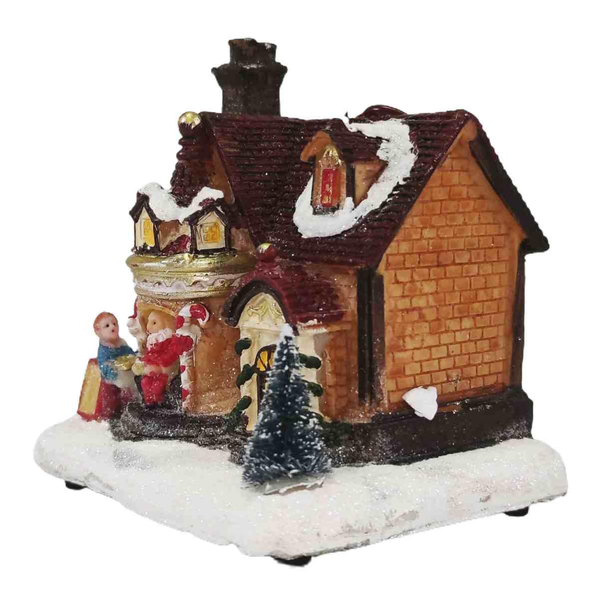 Giostra Natale Casetta con Luci a Batterie cm.12x9,5x12,5 |Vacchetti