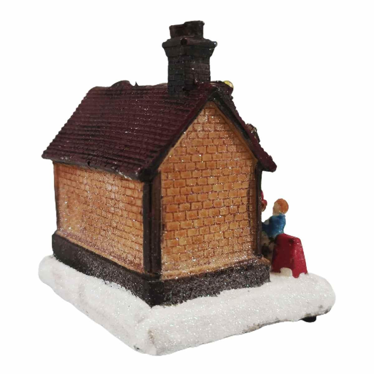 Giostra Natale Casetta con Luci a Batterie cm.12x9,5x12,5 |Vacchetti