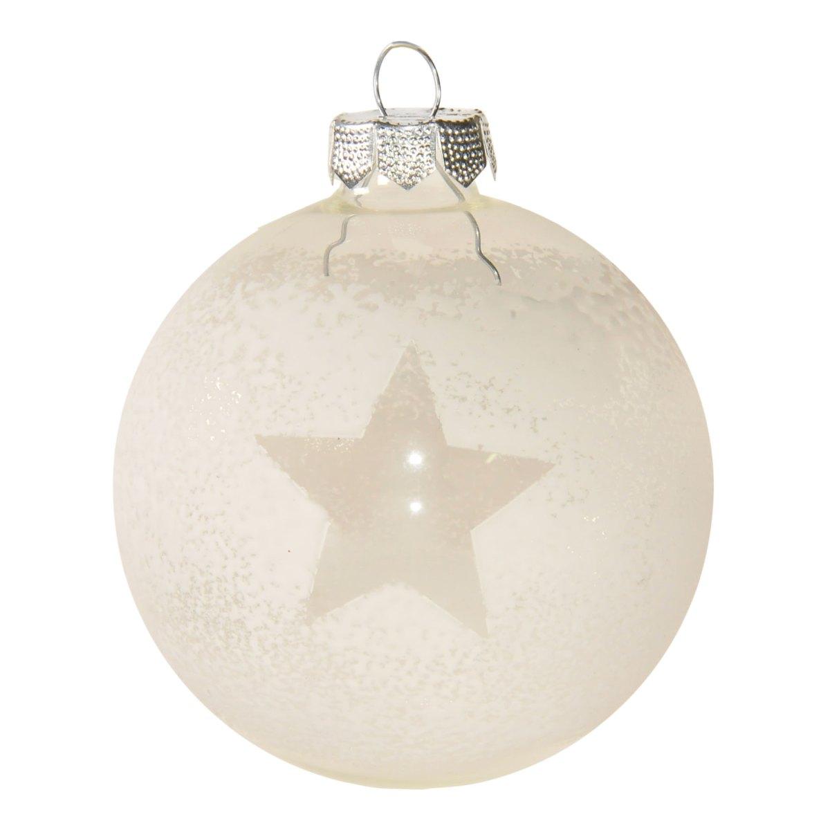 Pallina Natale Vetro cm.8 Bianca Trasparente con Stella |Inge's Glass