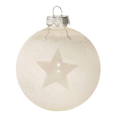 Pallina Natale Vetro cm.8 Bianca Trasparente con Stella |Inge's Glass