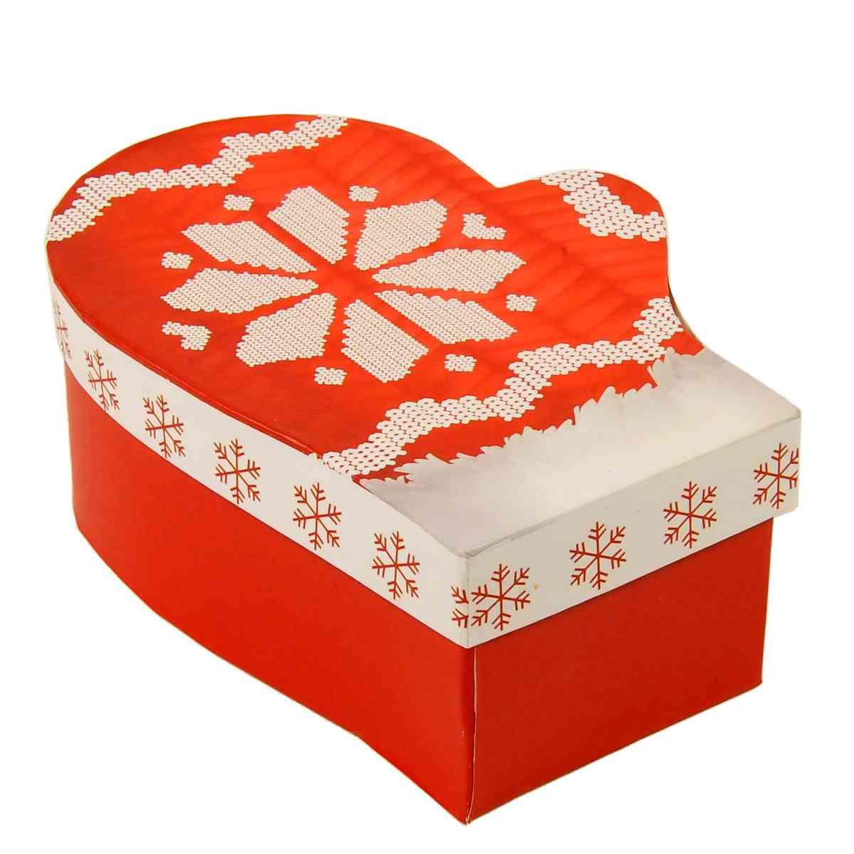 Scatola Natale Cartone Guanto cm.15,5x11,5x6