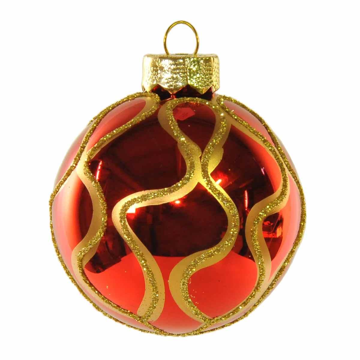 Pallina Natale Vetro cm.6 Rossa Lucida con Oro |Inge's Glass