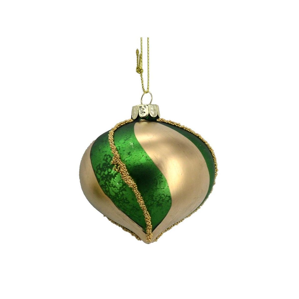 Pallina Natale Vetro cm.8 Goccia Oro Verde |Vacchetti