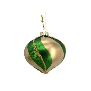 Pallina Natale Vetro cm.8 Goccia Oro Verde |Vacchetti