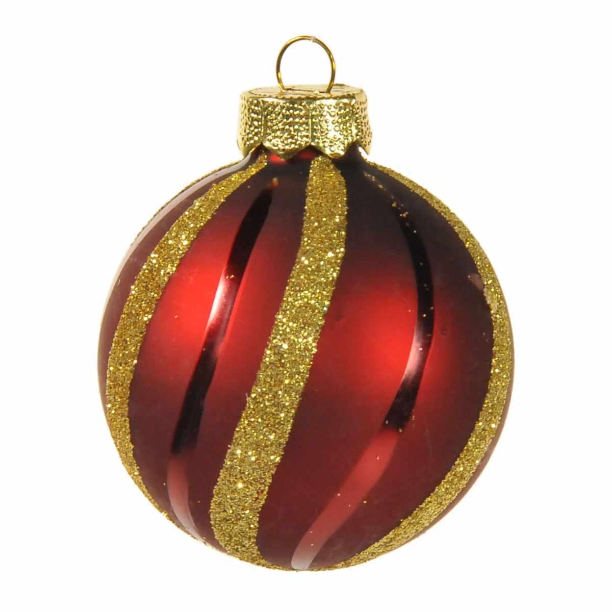 Pallina Natale Vetro cm.6 Rosso Scuro e Oro |Inge's Glass