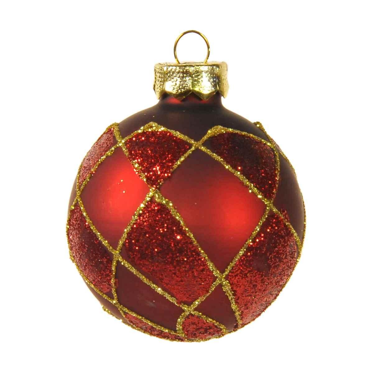 Pallina Natale Vetro cm.6 Rosso Scuro e Oro |Inge's Glass