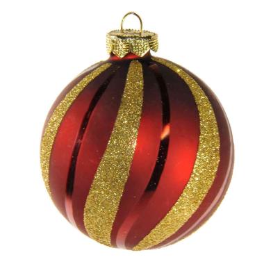 Pallina Natale Vetro cm.8 Rosso Scuro e Oro |Inge's Glass