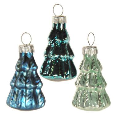 Pallina Natale Vetro cm.5 Albero Azzurro pz.8