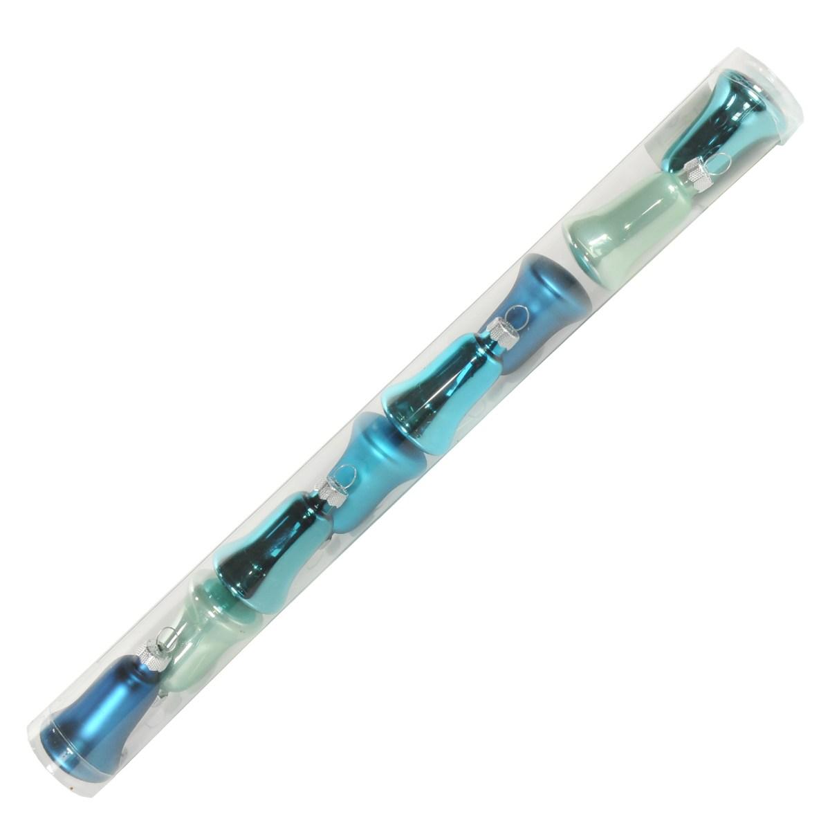 Pallina Natale Vetro cm.5 Campana Azzurro pz.8