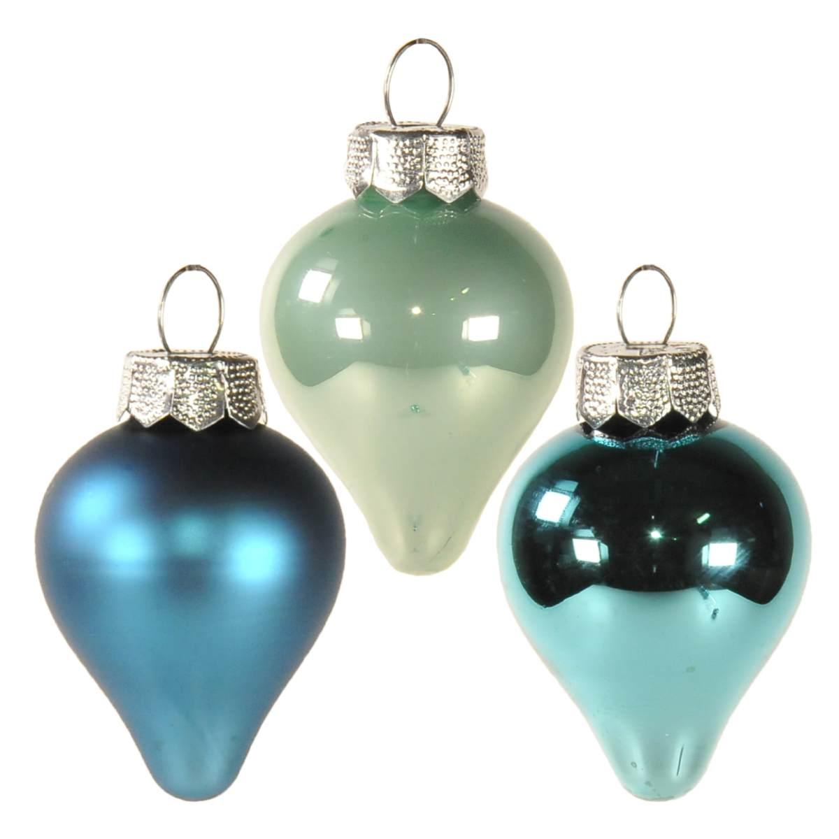 Pallina Natale Vetro cm.4 Goccia Azzurro pz.10