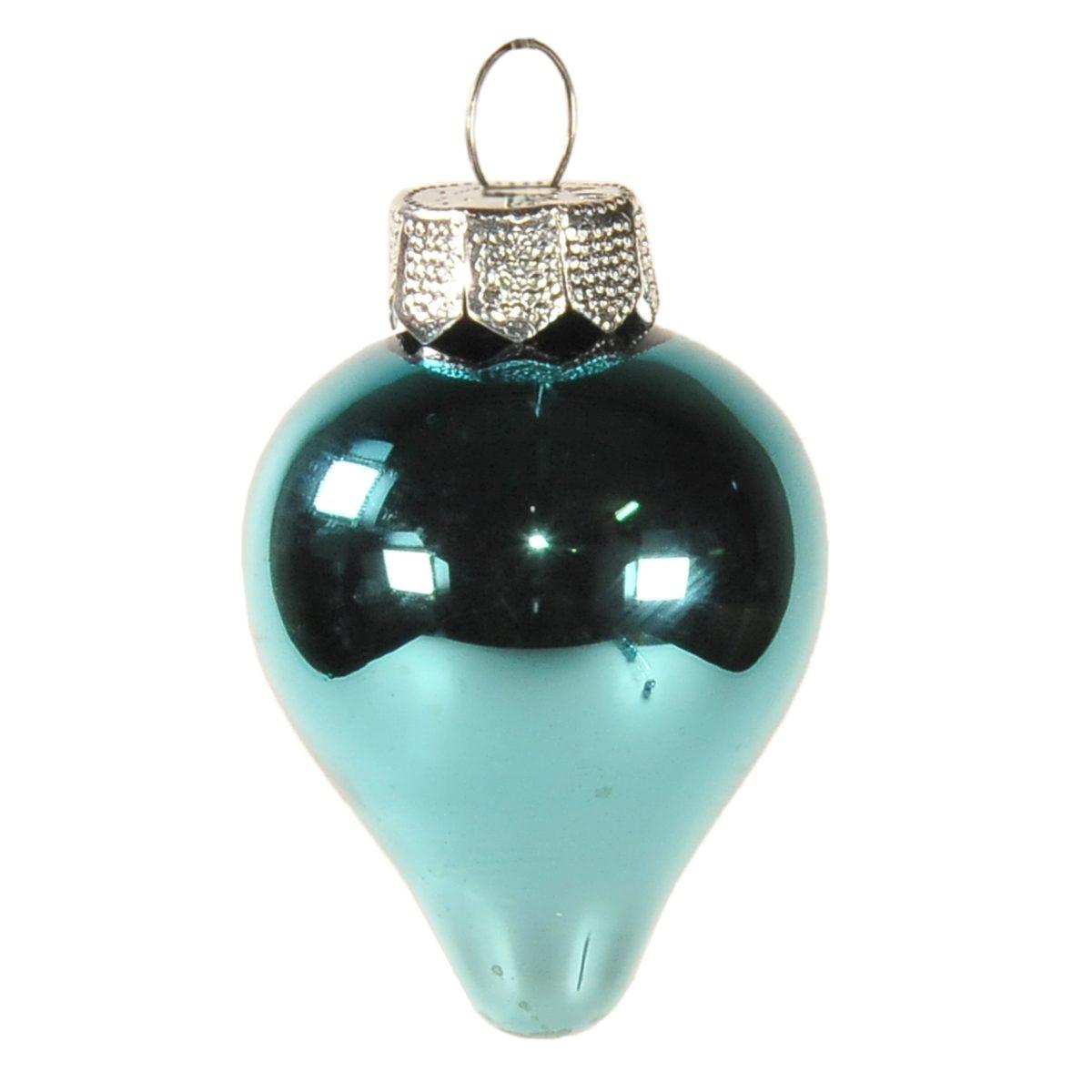 Pallina Natale Vetro cm.4 Goccia Azzurro pz.10