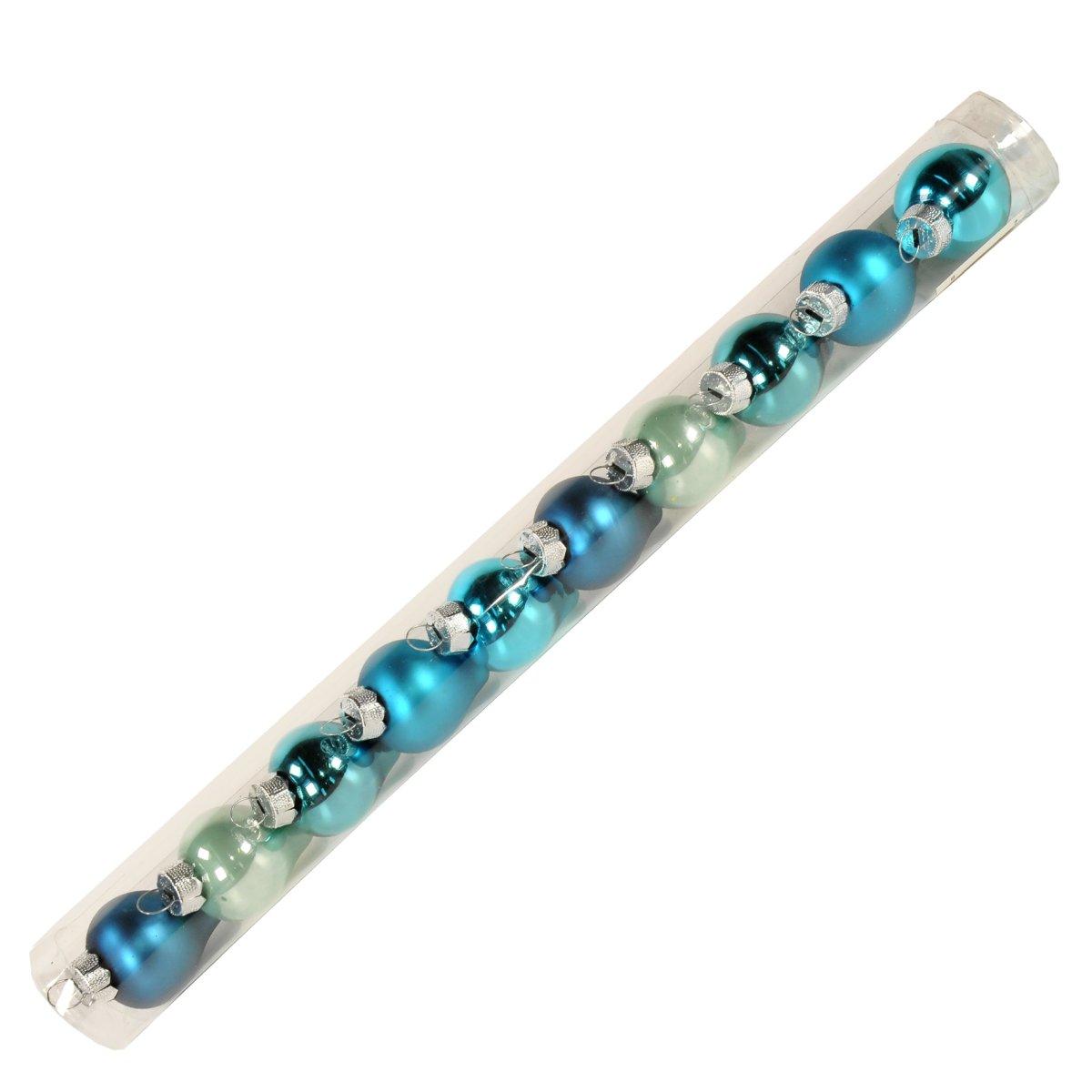 Pallina Natale Vetro cm.4 Goccia Azzurro pz.10