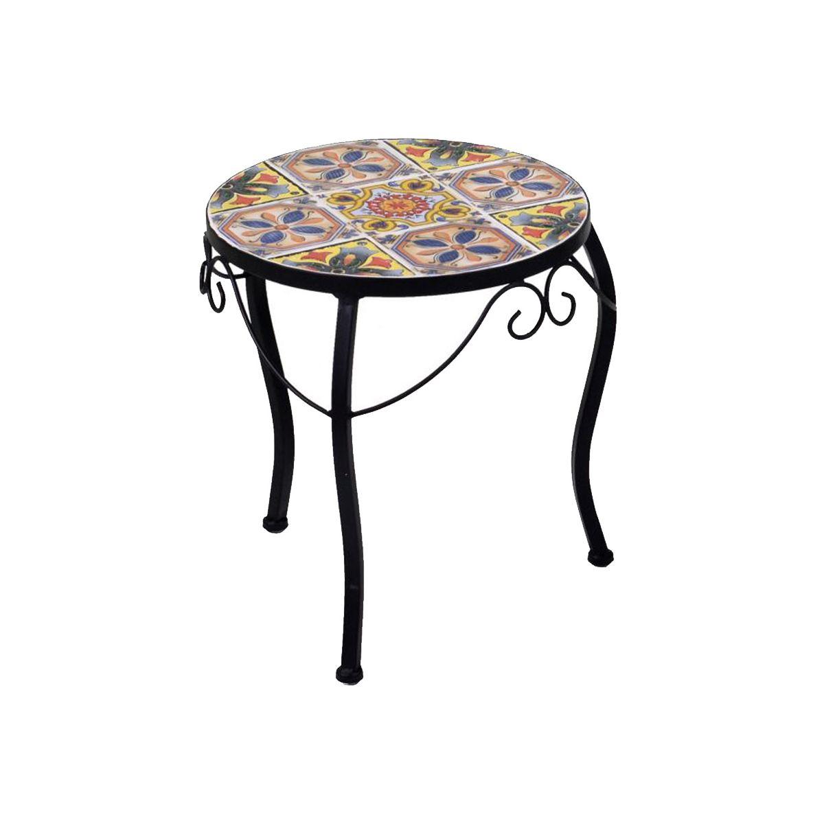 Tavolinetto Tondo Trapani Metallo Mosaico cm.25xh30 | Vacchetti