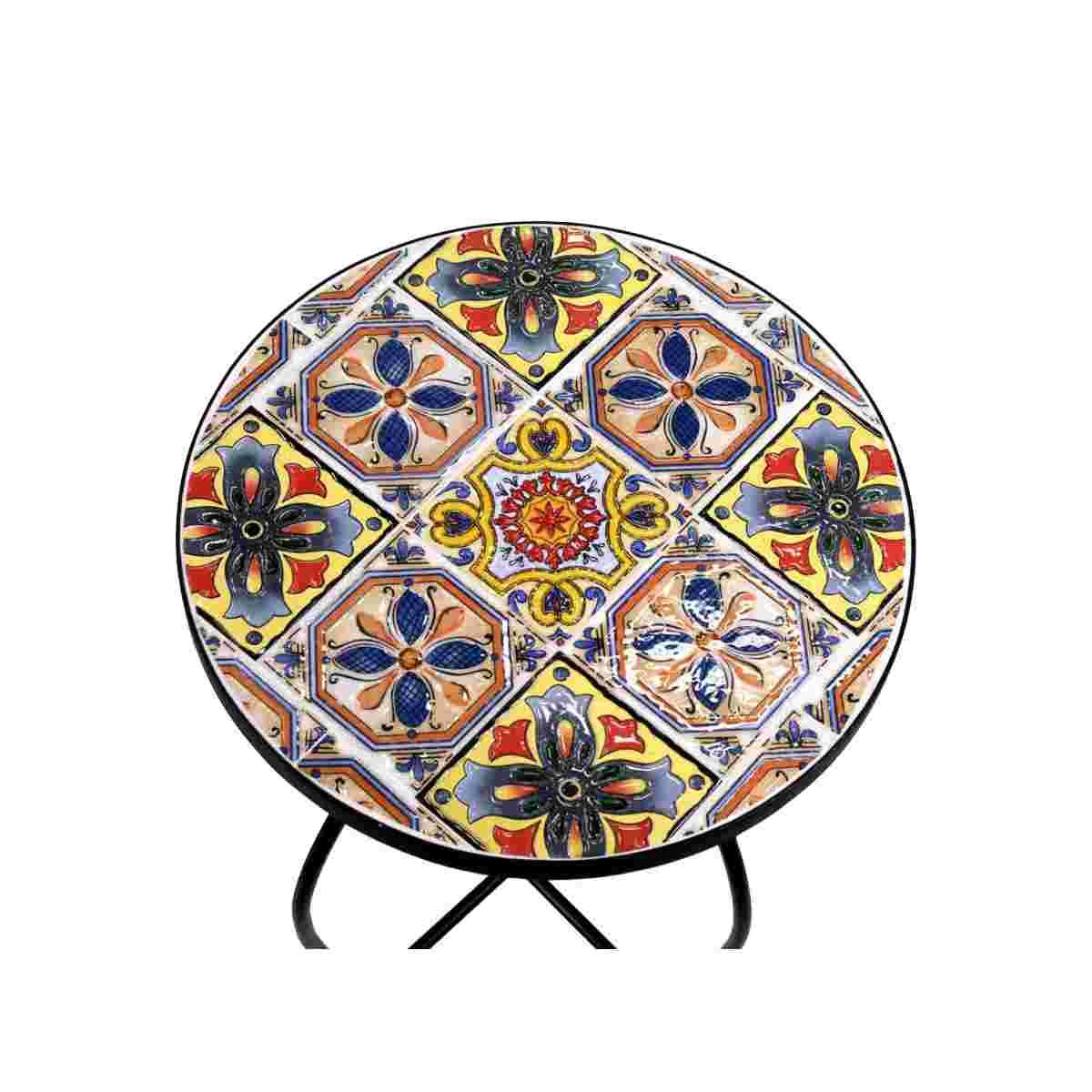 Tavolinetto Tondo Trapani Metallo Mosaico cm.25xh30 | Vacchetti