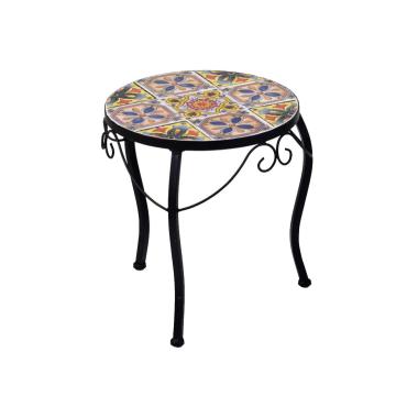 Tavolinetto Tondo Trapani Metallo Mosaico cm.25xh30 | Vacchetti