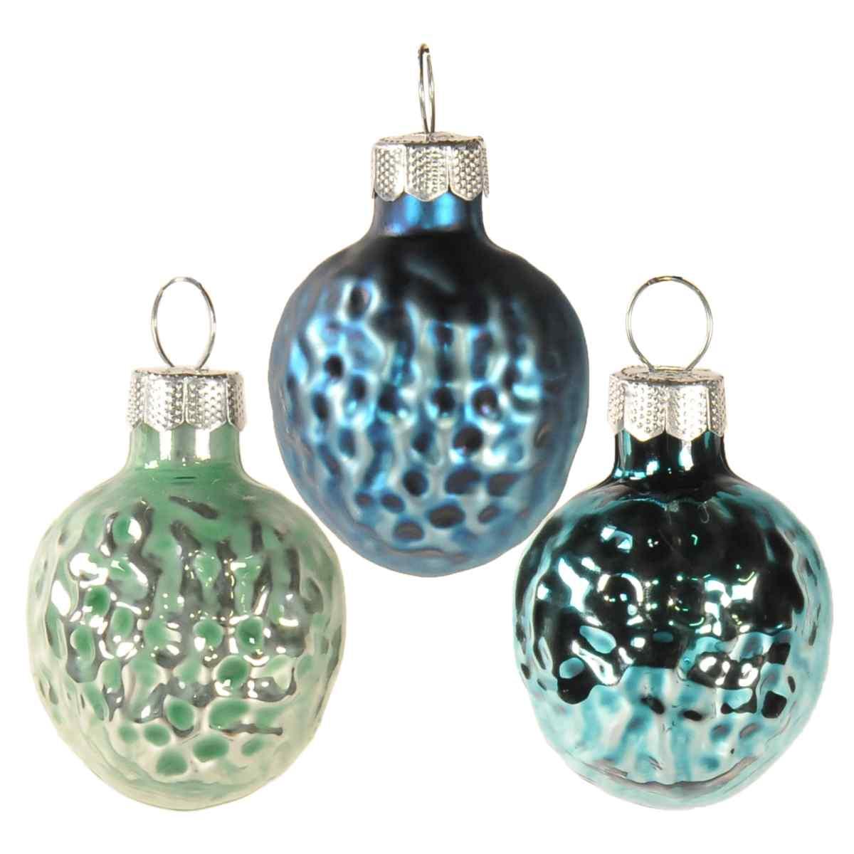 Pallina Natale Vetro cm.3 Noce Azzurro pz.10