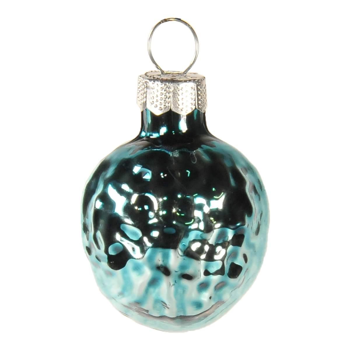 Pallina Natale Vetro cm.3 Noce Azzurro pz.10