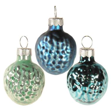 Pallina Natale Vetro cm.3 Noce Azzurro pz.10