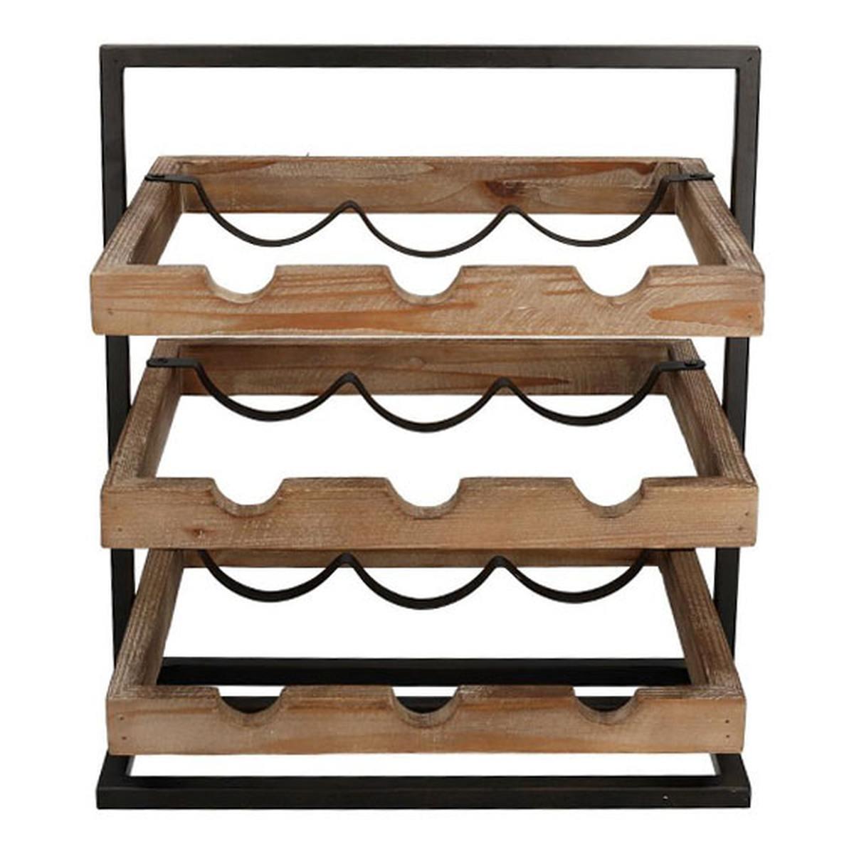Portabottiglie Legno Metallo 9 Posti cm.37x26x45 | Vacchetti