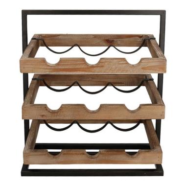 Portabottiglie Legno Metallo 9 Posti cm.37x26x45 | Vacchetti