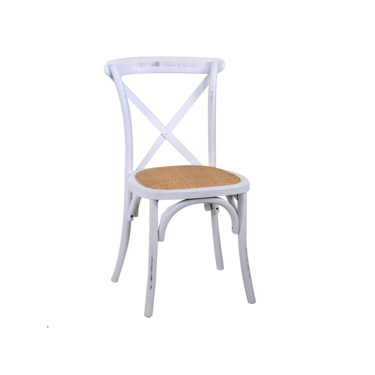 Sedia Legno Cross Bianco Antico Seduta Intreccio Impilabile cm.50x50h46,5 | Vacchetti