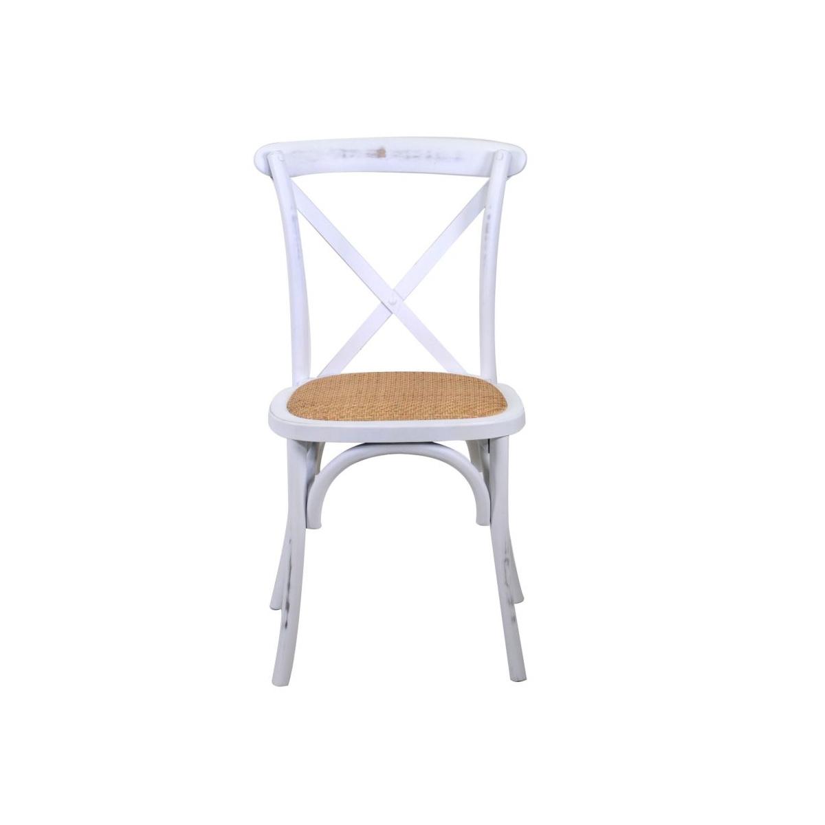 Sedia Legno Cross Bianco Antico Seduta Intreccio Impilabile cm.50x50h46,5 | Vacchetti